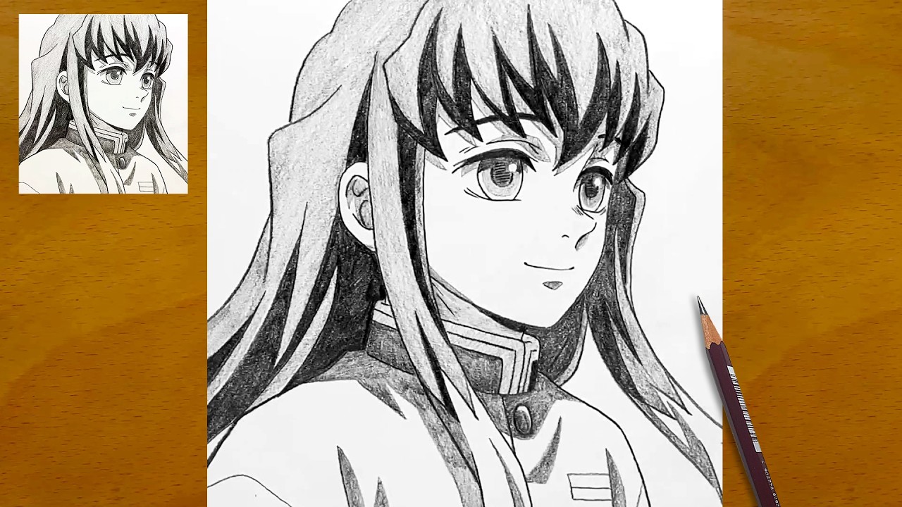 Как нарисовать Муичиро Токито шаг за шагом | Рисунок по мотивам «Истребителя демонов»