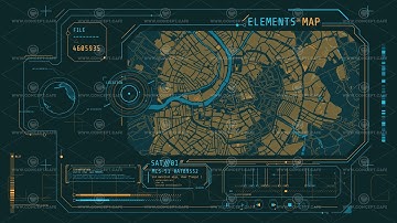 Interface with a city map in HUD style.
