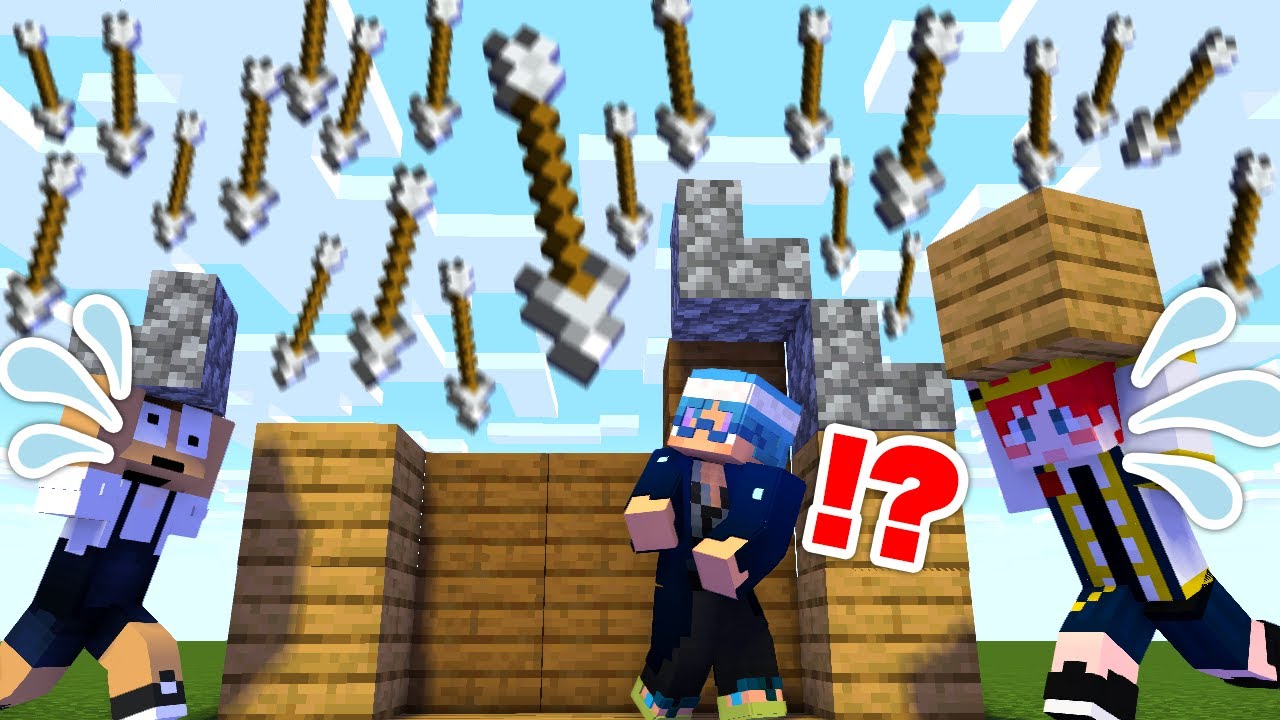 矢の雨が降ってくる世界で家を作れ！！【マインクラフト】