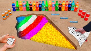 Colorful Ice Cream With Orbeez Vs Coca-Cola, Mentos And Popular Sodas Underground