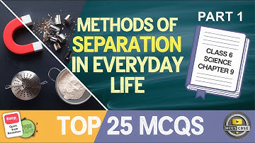 Mcq Class 6 Curiosity Science Chapter 9 Methods of Separation in Everyday Life New Book NCERT Part 1