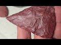 Raw jasper bifacing, navigating tough deep natural cracks. #flintknapping #paleo #arrowhead
