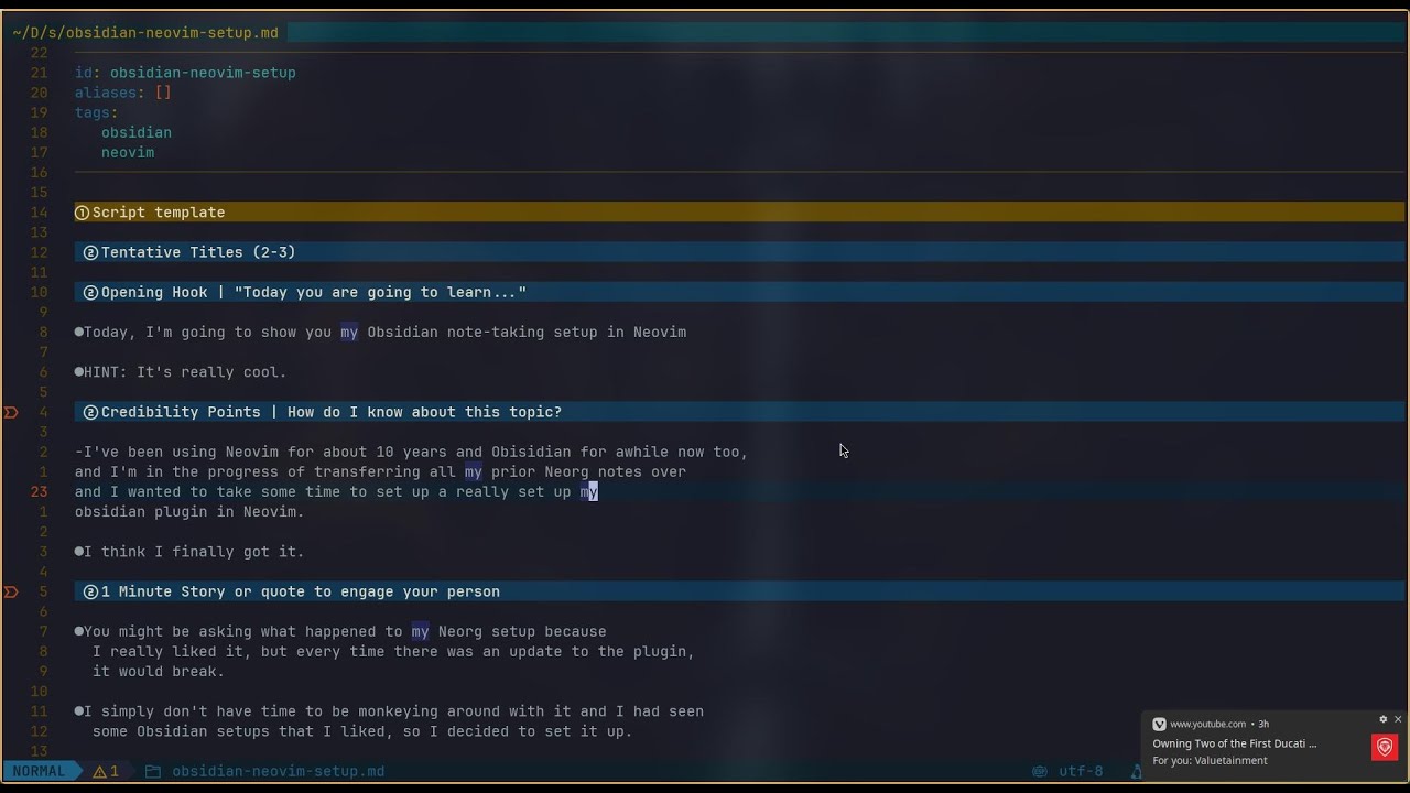 Just Messing Around With My Neovim Config - YouTube