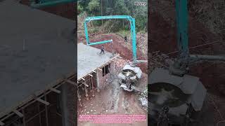 Concrete Pump Truck Pouring Cement Onto Roof | Construction Work