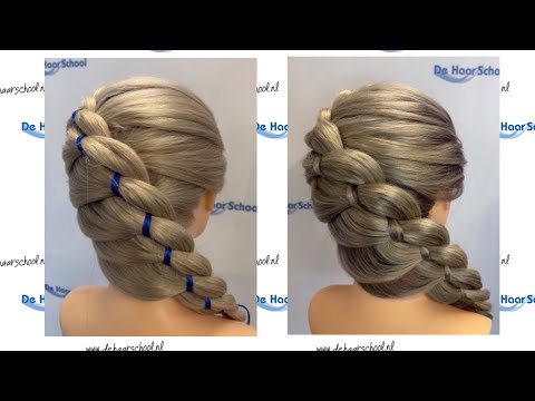 4 strengen vlecht met en zonder lint, 4 strand braid with and without ribbon