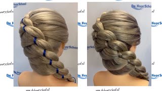 4 strengen vlecht met en zonder lint, 4 strand braid with and without ribbon