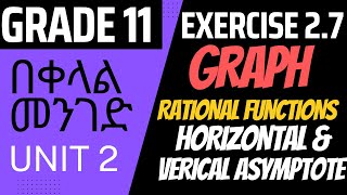 Exercise 2.7 | Graph of Rational Functions| Horizontal \& Vertical Asymptotes |  Grade 11 | Unit 2