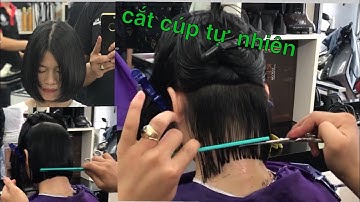 cắt ngang chuối cúp ôm. - Beautiful Bob haircut tutorial