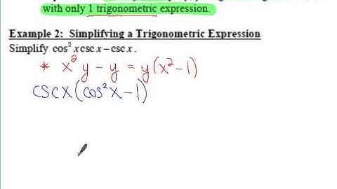 PC: 5.1 Notes: Example 2 - Simplifying a Trig Expression