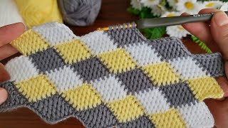 Super Easy Tunisian Knitting Pattern Baby Blanket  Tunus işi Çok Kolay Gösterişli Örgü Modeli..