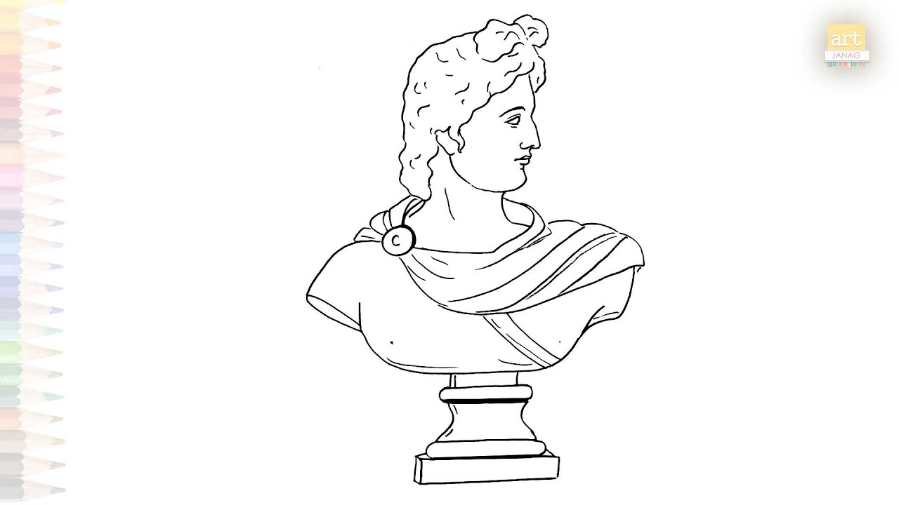 Draw Apollo Apollo Bust Sculpture drawing easy | Outline sketches | How to draw ...