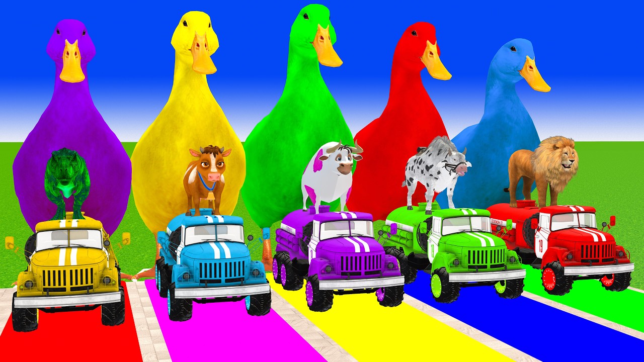 Long Slide Game With Cow Elephant Gorilla Hippopotamus Tiger 3d Animal Game Funny 3d Animals