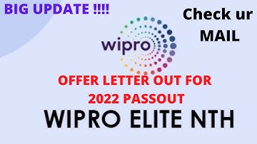 WIPRO OFFER LETTER OUT  || Elite NTH 2022 || BIG UPDATE |#WIPROOFFERLETTER
