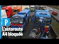 Ref:DqigmPHjots Prix du gazole : des routiers bloquent l'autoroute a4