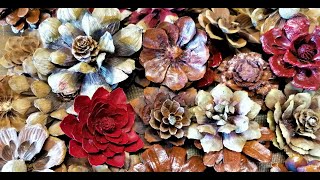 Поделки из шишек/Идеи как сделать цветы из шишек.How to make Pine Cone Flowers