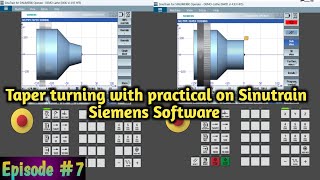 Taper turning with practical sinutrain Siemens simulator | CNC programming with sinutrain Siemens
