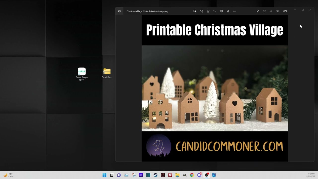 Using Cricut Design Space to cut the Printable Christmas Village SVG by CandidCommoner on Etsy