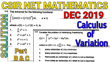 CSIR NET MATHEMATICS DEC 2019 SOLUTION || CALCULUS OF VARIATION || Assam meghalaya paper.