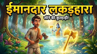 🌳 The Honest Woodcutter | Hindi Moral Story for Kids