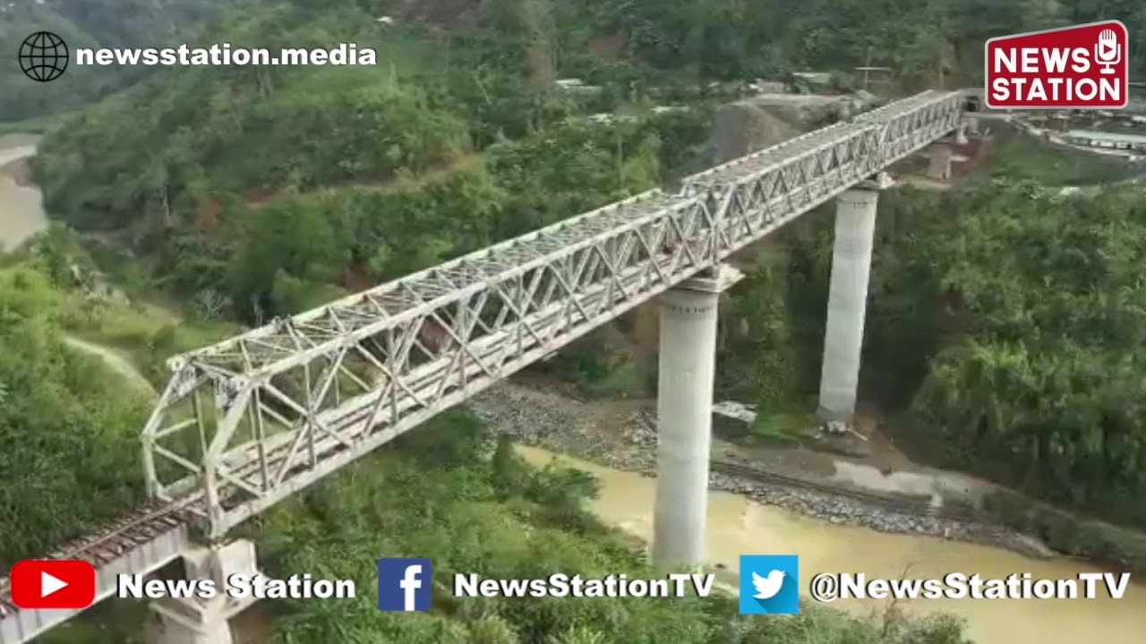 Steel Girder launching set at 100 meter tall Rail Bridge over Makru