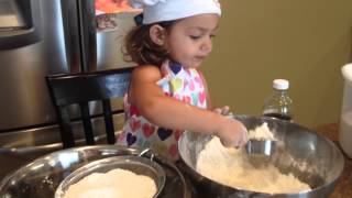 2 Year Old, Chef Izzy, Prepares Trail Mix Biscotti