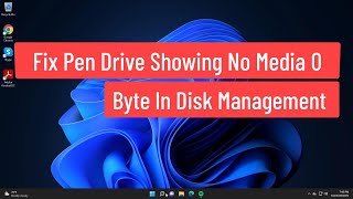 fix pen drive showing no media 0 byte in disk management windows 11/10
