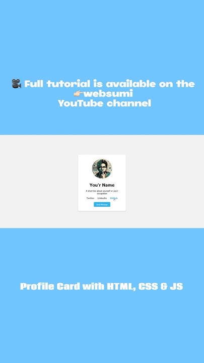 Profile Card with HTML, CSS & JS - YouTube