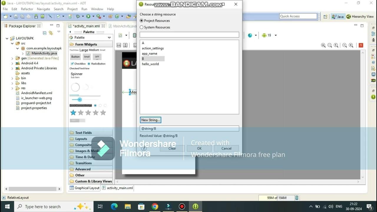 SIMPLE APPLICATION ABOUT LAYOUTS USING ECLIPSE - YouTube