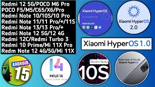 HyperOS India Redmi Note 12 4G/5G/11 Pro/Redmi 10 Prime/10S/10 Pro/HyperOS 2.0/MIUI 14/HyperOS App's