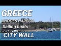 GREECE RHODES HARBOR SAILING SHIPS AND CITY WALLS / RHODES ATTRACTION / Liza Mejer