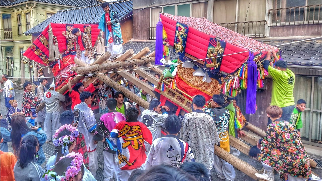 幸崎 能地 春祭り 2025 【四丁目×三丁目】など 幸崎神社→老婆神社 だんじり·神輿 渡御 2025.3.22(土) 広島県 三原市