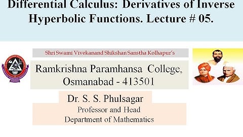 Differential Calculus: Derivatives of inverse Hyperbolic functions.Lect. 5.