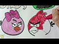 coloring angry birds with crayons for kids