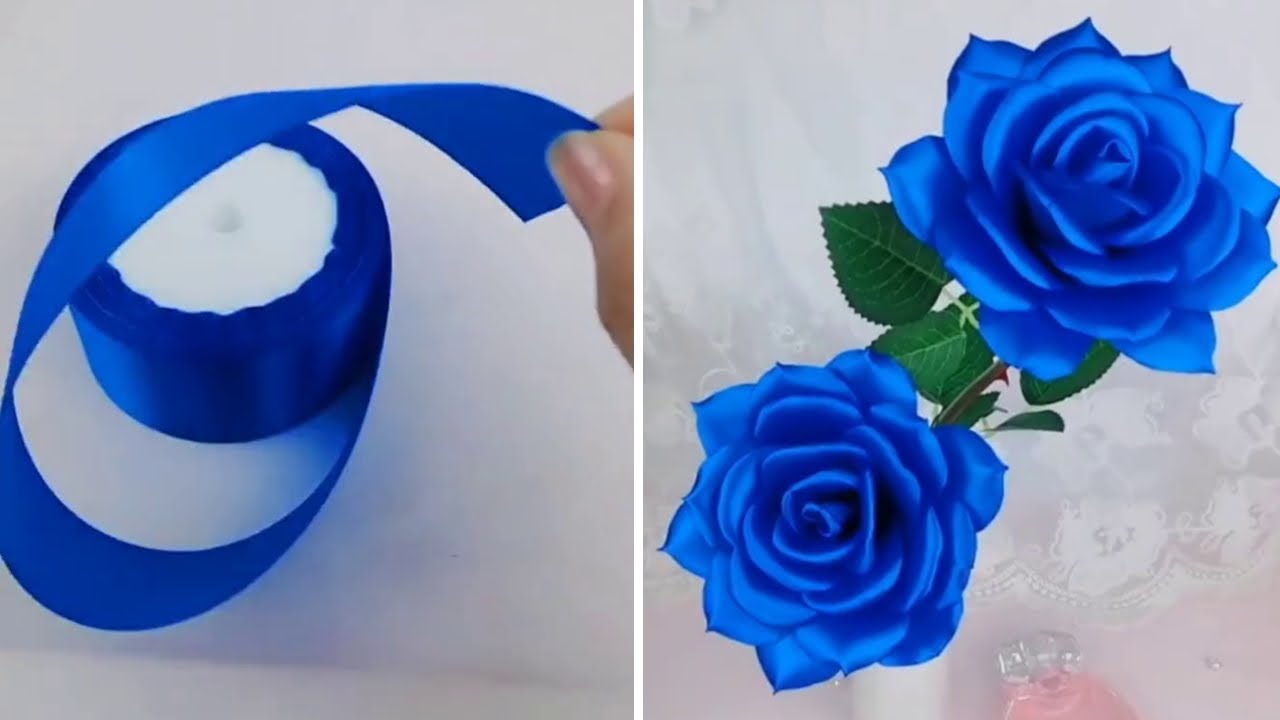 Simple DIY Ribbon Rose Craft Tutorial YouTube