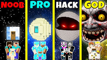 Minecraft Battle: NOOB vs PRO vs HACKER vs GOD: MOON PLANET BASE HOUSE BUILD CHALLENGE / Animation