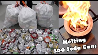 Melting 300 Aluminum Cans at Home | Backyard Metal Foundry | ASMR