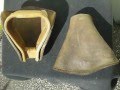 Antique Leather covered wooden stirrups ...marked US , for sale! Antique Leather covered wooden stirrups ...marked US , for sale!