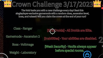 Roblox Randomly Generated Droids: Crown challenge of 3/17/2023