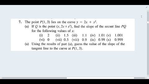 Calculus 30 1.1 #7 using secant slopes to calculate tangent slope