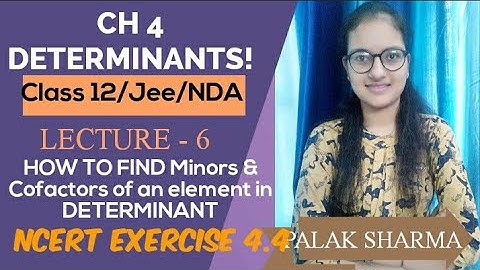 L-6 ||Ncert Exercise4.4 || Class 12 Ch 4 ||Minors and Cofactors of an element ||Palak Sharma