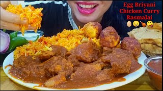 Eating Egg Briyani With Chicken Curry, Rasmalai | Indian Food Eating Show | Foodie JD