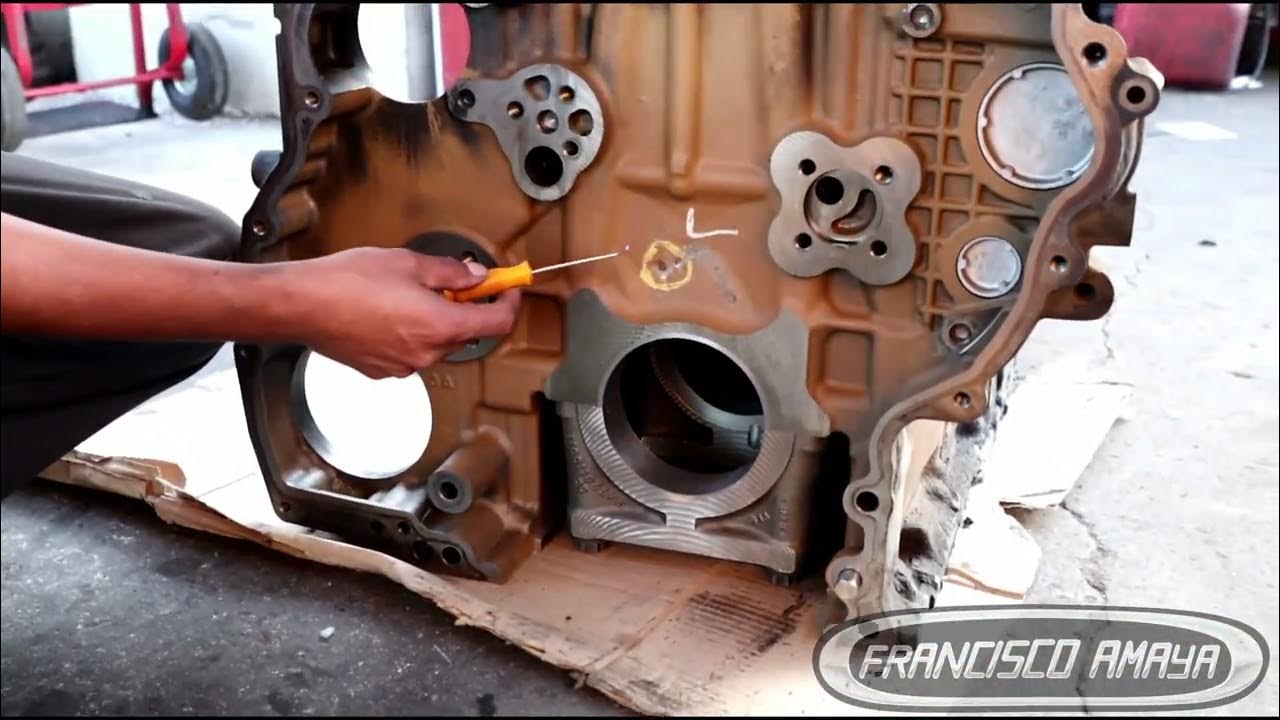 DD15 engine block repair main bearings and cylinder block resurface