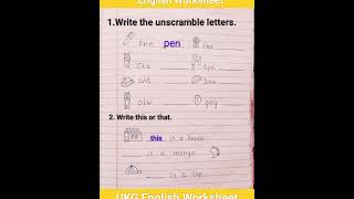 English Worksheet for UKG students everyday practice worksheet preprimary ICSE BOARD youtubeshorts