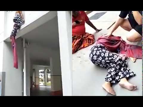 სინგაპურში მესამე სართულიდან გადმომხტარი ქალი კაცმა თმით დაიჭირა