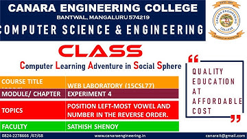 VTU WEB LAB (17CSL77) WEB LABORATORY FIND LEFT MOST VOWEL & REVERSE OF A NUMBER [EXPERIMENT 4] (L5)