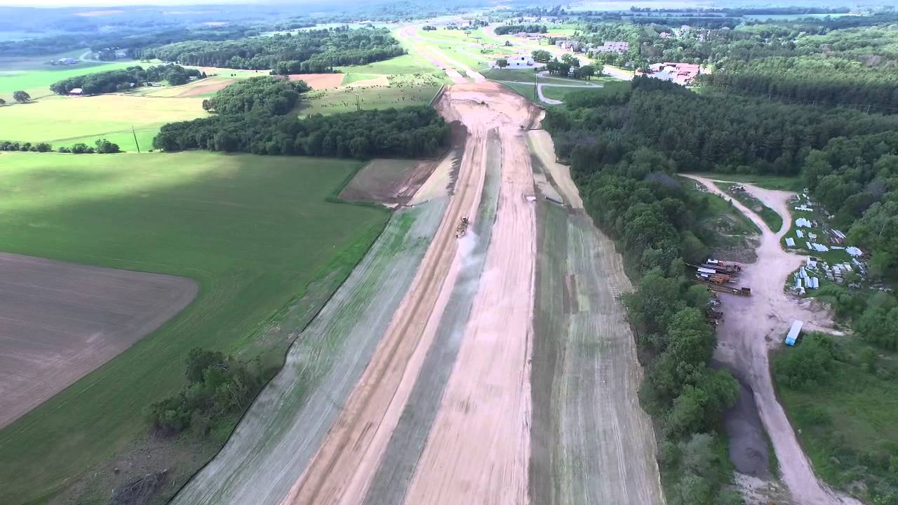 Nsa Aerial hwy 12 bypass construction, Baraboo WI YouTube