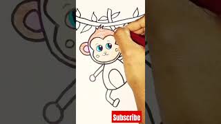 🐵Learn to Draw Cute Monkey | Kids Activity |😍💖#shorts #short #kids #kidsdrawing #Monkey #preschool Resimi