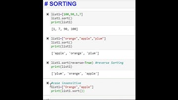 Python List | Sorting | Reverse Sorting | Case-Insensitive Sorting #pythontutorial #pythonshorts