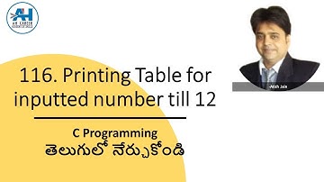 116. Printing Tables for Inputted Number Till 12 | C Programming in Telugu