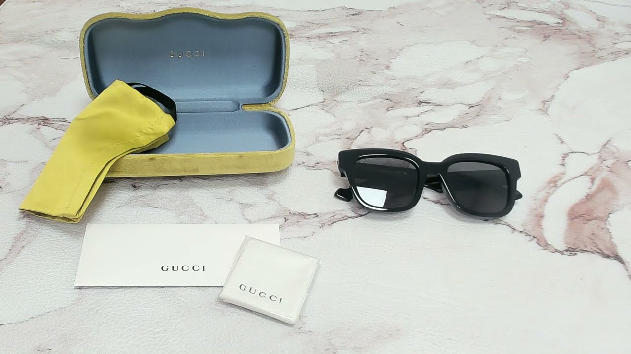 Gucci Sunglasses Model-GG0998S Color- 001 Black-Gold Logo/Grey Lenses ...